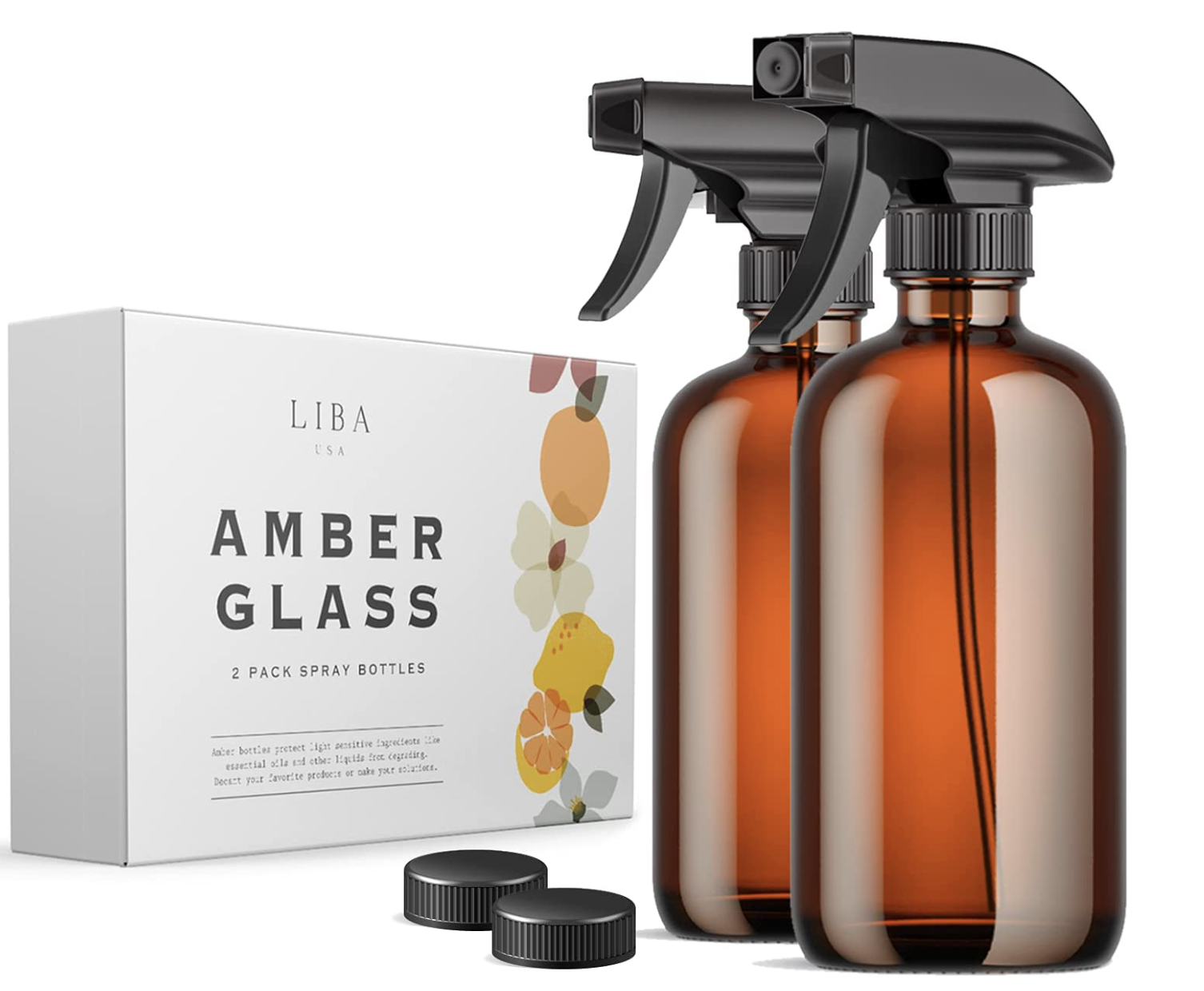 Amber Glass Spray Bottles 2 Pack